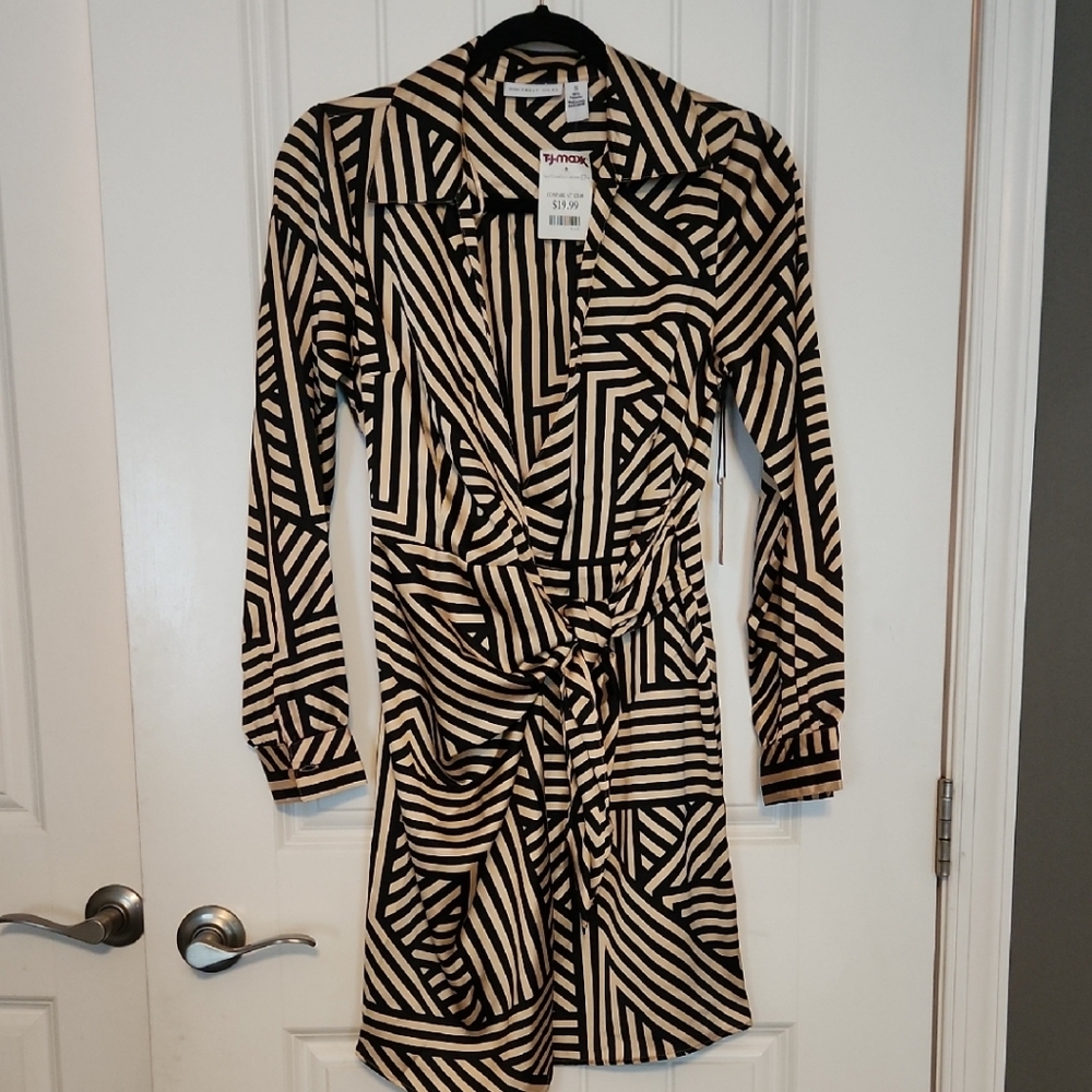 Geometric Black and Cream Dress